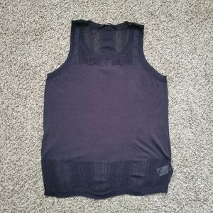 Proenza Schouler Tank Top Shirt Black Mesh Ribbed Sleeveless Size Medium